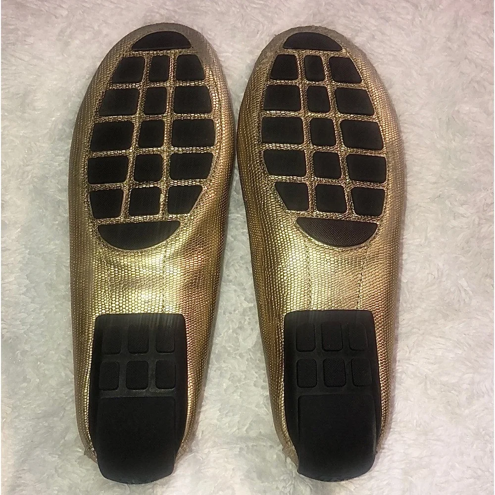 RALPH LAUREN (CARLEY) LEATHER LIZARD PRINT FLAT MOCCASIN DRIVERS 🤩 - Picture 2 of 12